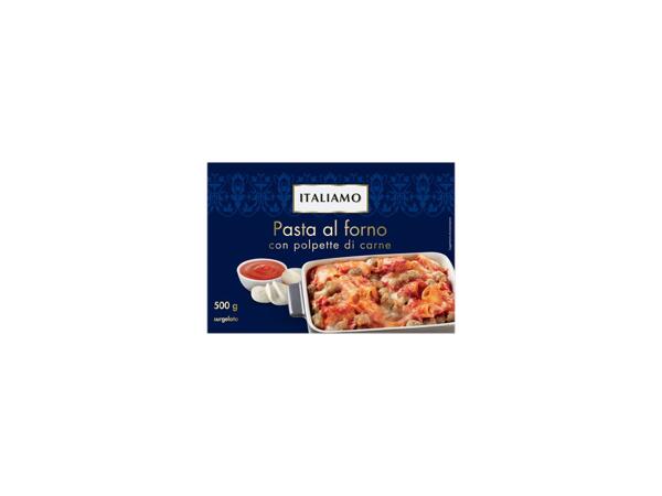 Baked pasta with meatballs