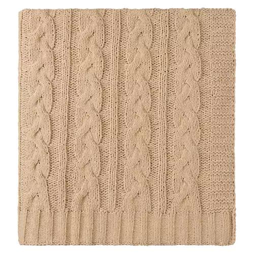 50" x 60" Soft Cable Knit Throw, Beige