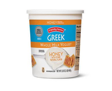 Friendly Farms Whole Milk Vanilla or Honey Greek Yogurt