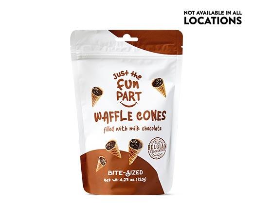 Just the Fun Part 
 Mini Waffle Cones Filled with Chocolate