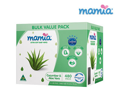 Scented Baby Wipes 6x80pk - Cucumber & Aloe Vera