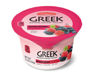 Friendly Farms Lowfat Coffee, Caramel or Mixed Berry Greek Yogurt
