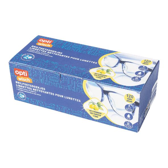 OPTIWISCH(R) 				Lingettes pour lunettes, 120 pcs