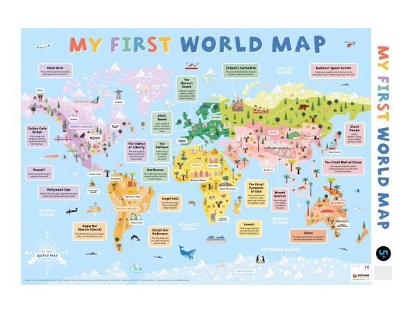My First World Map Educational Wall Chart Assortment