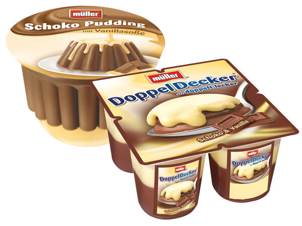 Müller Doppeldecker/Pudding mit Sauce