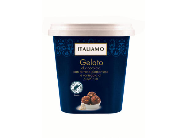 Chocolate Ice Cream with Rum and Nougat from Piedmont