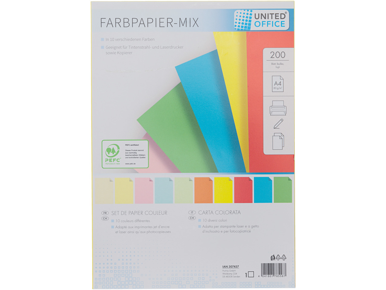 UNITED OFFICE(R) Farvet A4-papir