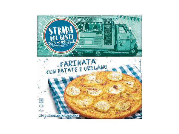 Chickpea flatbread with potatoes and oregano