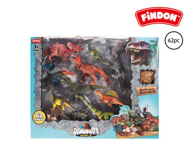 4pc Construction Truck Set or 62pc Dinosaur Playset