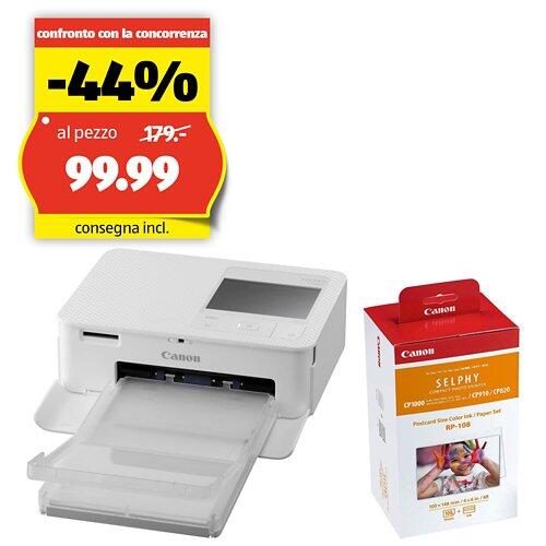 CANON Stampante foto Selphy CP1500 compresi carta e inchiostro, bianco