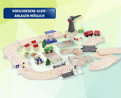 TOY Holz-Eisenbahn/-Strassenbahn, 80-teilig