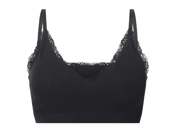 Esmara Ladies' Black Ribbed Bra With Lace