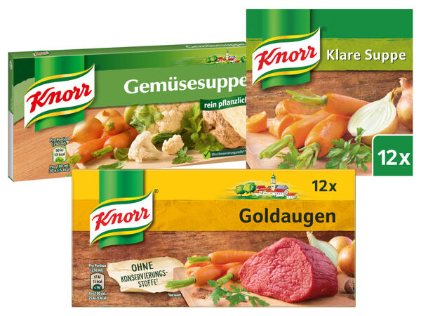 Knorr Goldaugen Rindsuppe, Gemüsesuppe oder Klare Suppe