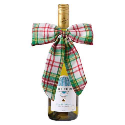 Ugly Sweater Wine Bottle Cover - Green Plaid Bow