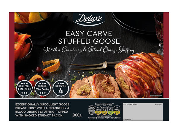 Deluxe Easy Carved Stuffed Goose with a Cranberry and Blood Orange Stuffing