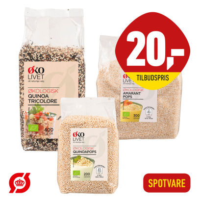 Økologiske quinoapops, amaranthpops eller quinoa tricolore