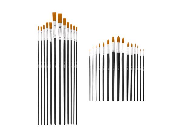 Set de pinceaux plats, 12 pièces/set de pinceaux ronds, 15 pièces