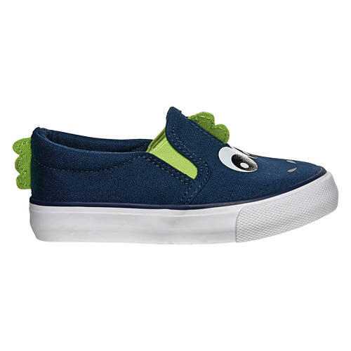 Toddler Memory Foam Canvas Slip Ons - Navy Blue Monster, 9/10