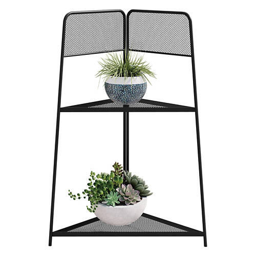 2 Tier Corner Flower Shelves