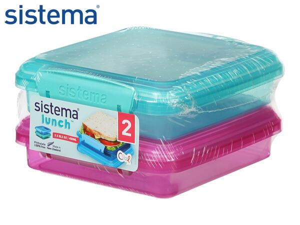 Sistema 450ml Sandwich Box - 2 Pack
