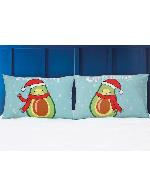 Avocado Christmas Pillowcase Pair