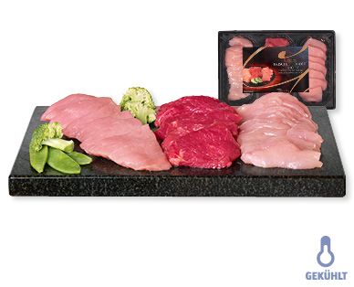 GOURMET Frisches Fondue Chinoise Poulet-, Rind- und Schweinefleisch