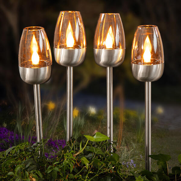 LED-Solar-Gartenstecker 4er-Set