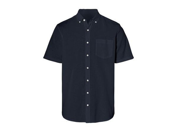Livergy Men's Linen Blend Short Sleeve Shirt - Black