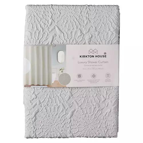 72" x 72" Luxury Shower Curtain - Gray Embossed Flower