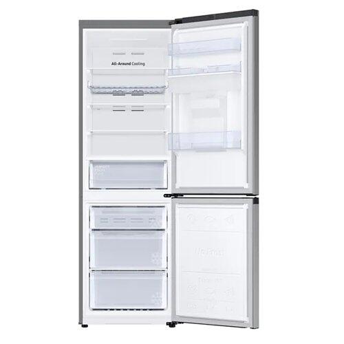 SAMSUNG Kühl-Gefrierkombination RB7300, 341 Liter, WiFi, Silber mit Griffmulde