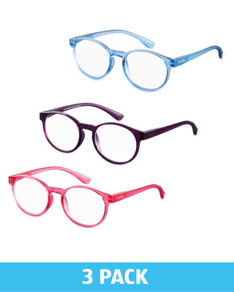 3 Pack Womens Round Glasses