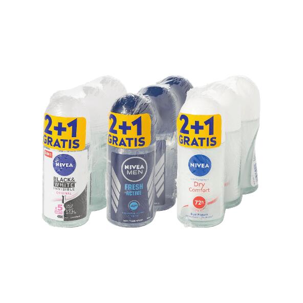 NIVEA(R) 				Déodorant en rouleau, 3 pcs
