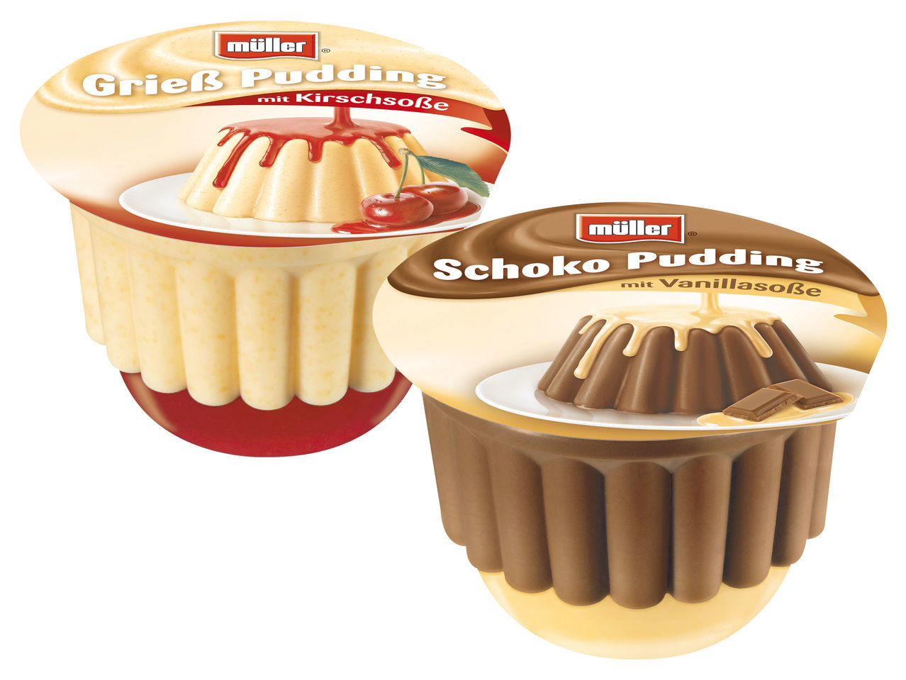 MÜLLER Pudding mit Soße
