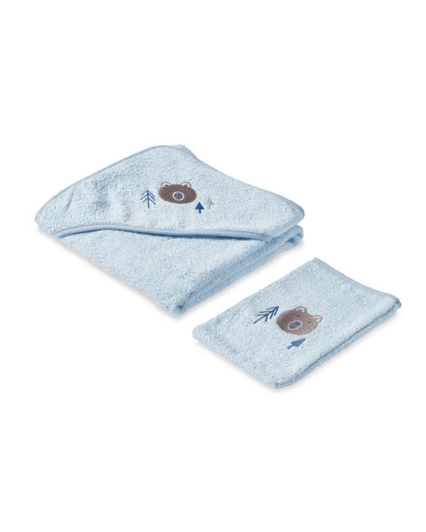 Blue Bear Hooded Baby Towel