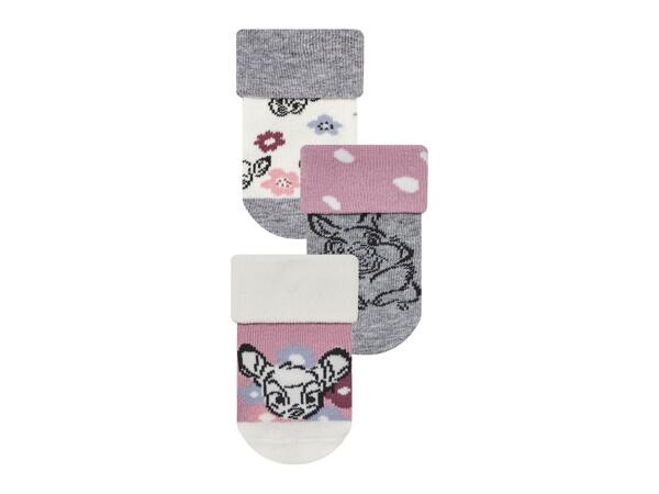 Baby Girls' Socks "Minnie Mouse, Bambi or Winnie the Pooh", 3 pairs