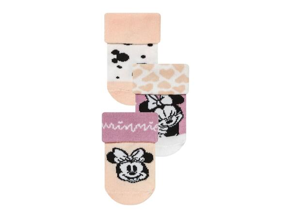 Baby Girls' Socks "Minnie Mouse, Bambi or Winnie the Pooh", 3 pairs