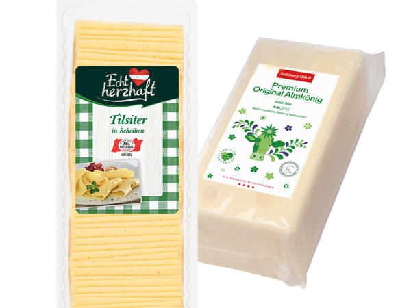 ECHT HERZHAFT/SALZBURGMILCH Tilsiter in Scheiben oder Original Almkönig