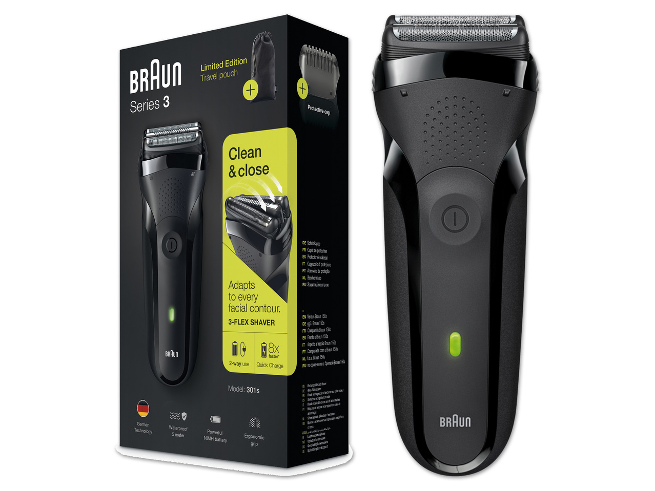 BRAUN(R) Braun Series 3 – 301 + Reiseetui Geschenkset