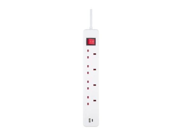 4 Socket Extension Lead With USB