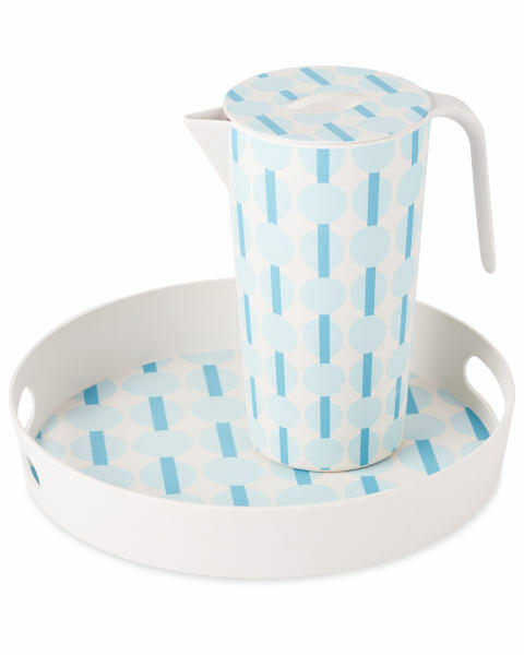 Blue Spot Bamboo Round Tray 30cm