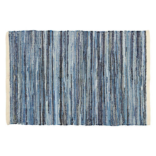 30" x 46" Hand Woven Chindi Rug - Denim