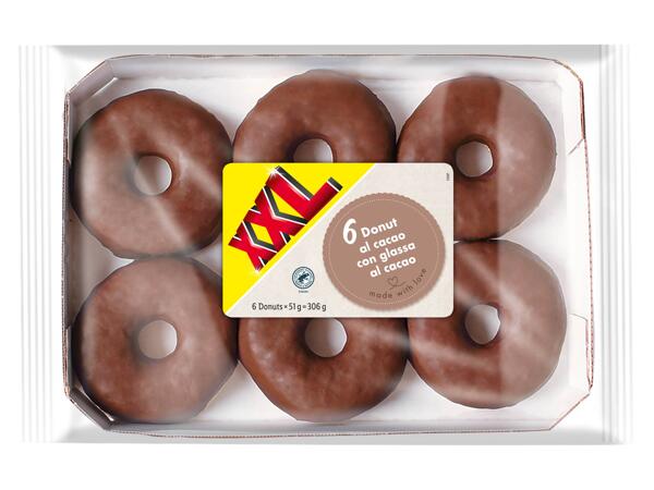 6 cocoa donuts with cocoa glaze