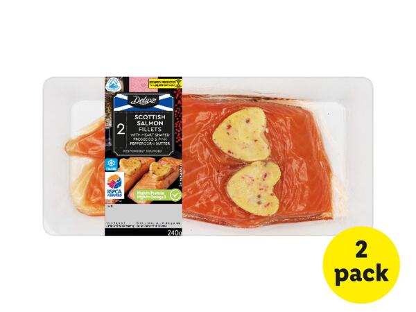 Deluxe Scottish Salmon Fillets with Heart Shaped Prosecco & Pink Peppercorn Butter