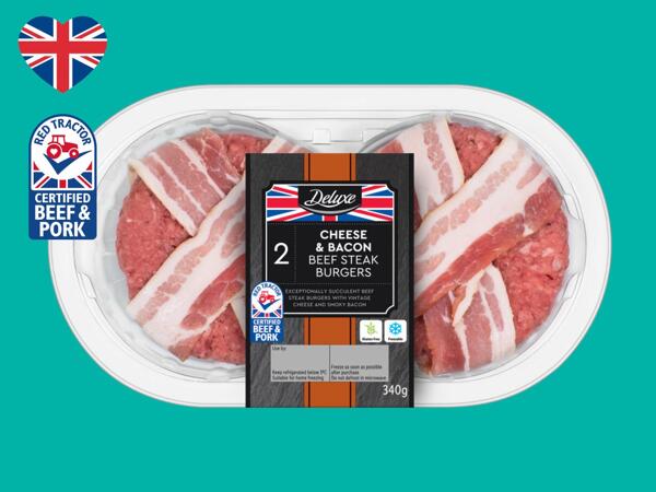 Deluxe 2 Cheese & Bacon British Beef Steak Burgers