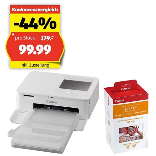 CANON Fotodrucker Selphy CP1500 inklusive Papier und Tinte, Weiss