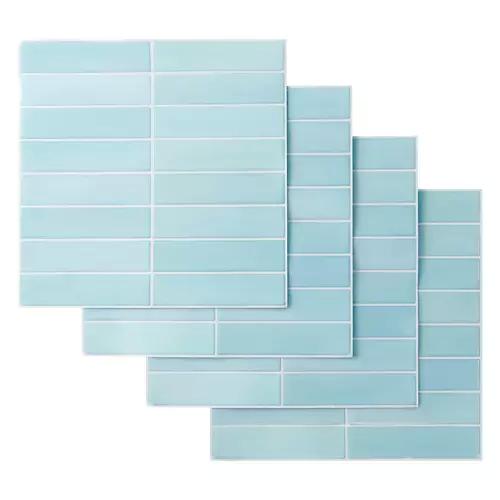 4 Pack Peel & Stick Wall Tiles, Blue