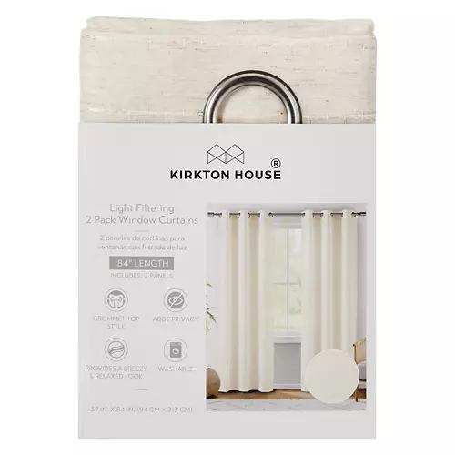 37" X 84" Sheer Curtain Pair - Taupe Stripe Sheer, 2 pack
