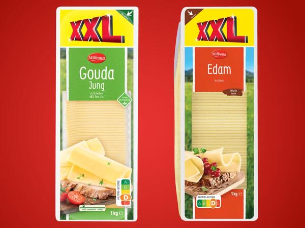Gouda oder Edamer in Scheiben