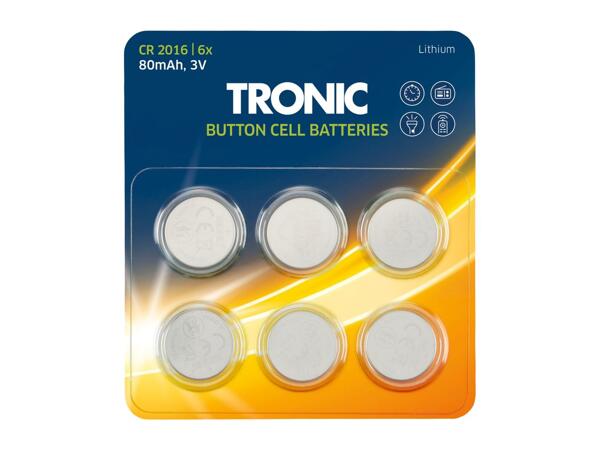 Tronic CR2016 Button Cell Batteries - 6 Pack