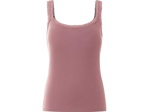 Ladies' ribbed vest tops with lace, 3 pieces